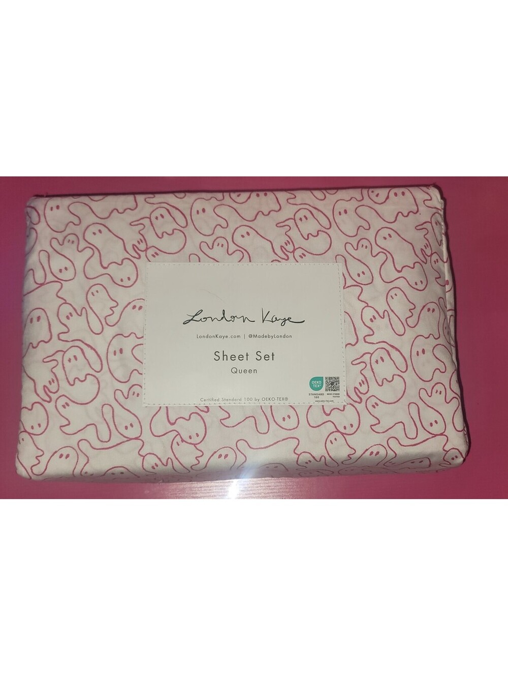 LONDON KAYE PINK GHOSTS 👻 FLAT SHEET ONLY QUEEN